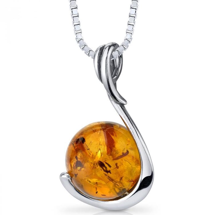 Jantárový strieborný náhrdelník