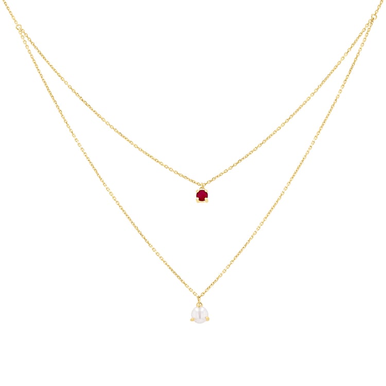 Zlatý náhrdelník s perlou a rubínom Auburn