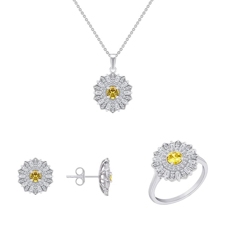 Zlatá kvetinová kolekcia šperkov s diamantmi 94519