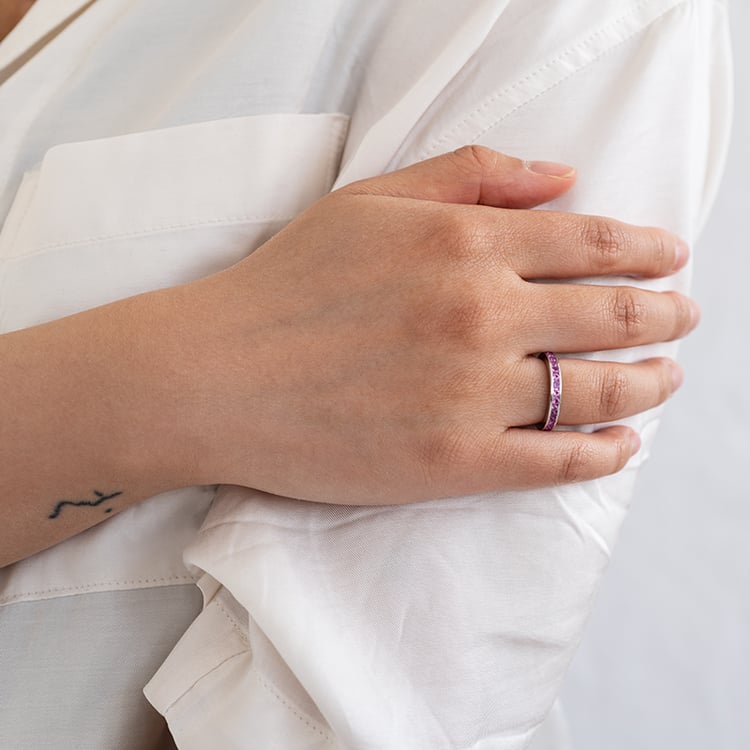 Zafírový eternity prsteň zo striebra Olwen 120716