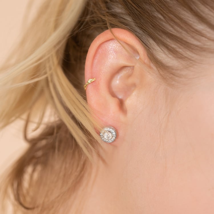 Halo náušnice s moissanitmi a diamantmi Blair 102074