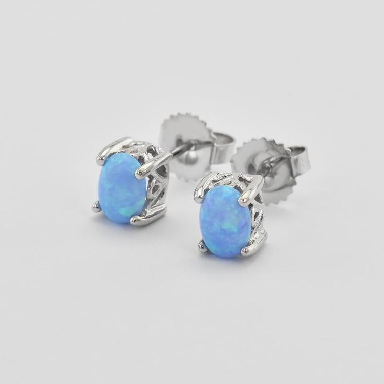Strieborné náušnice s modrými opálmi 26119