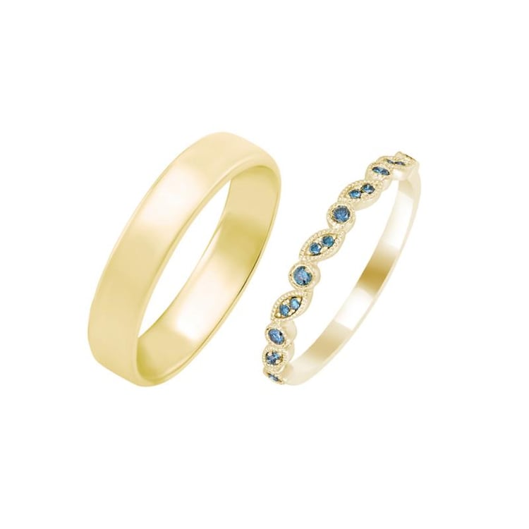 Svadobné obrúčky zo zlata s modrými diamantmi 38320