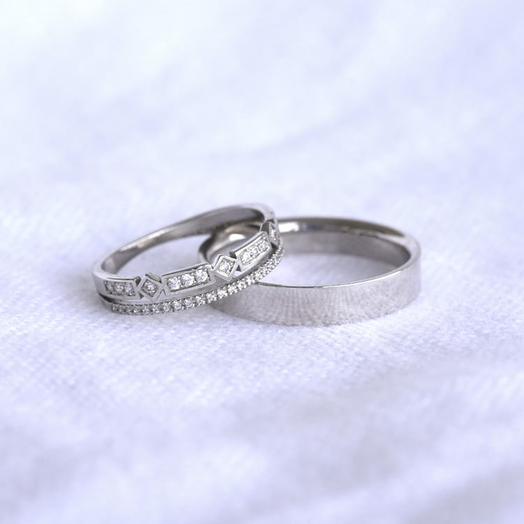 Dámsky prsteň s lab-grown diamantmi a pánsky plochý prsteň Payton 102202