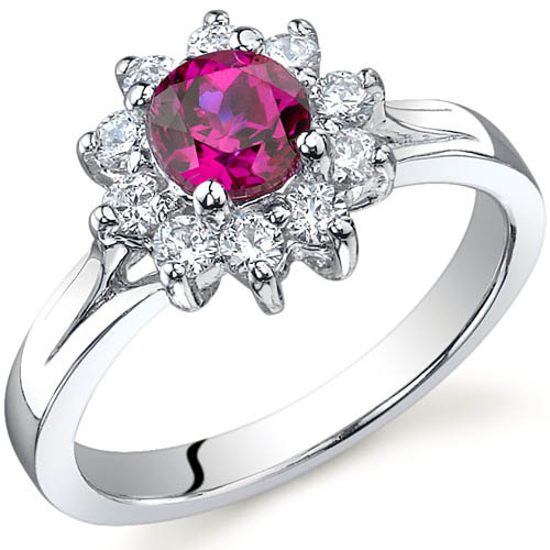 Rubínový kvet so zirkónmi v striebornom prsteňa Isabelle