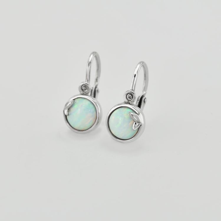 Detské zlaté náušnice s bielymi opálmi Yusha 39166