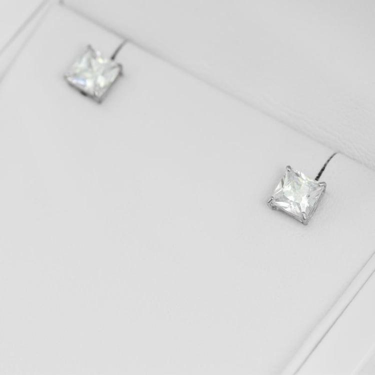 Zlaté náušnice s princess zirkónmi 55417