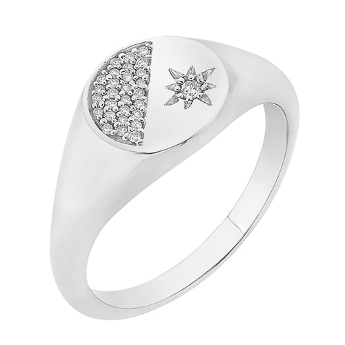 Zlatý pečatný prsteň s hviezdou a diamantmi Nellaro