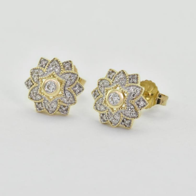 Strieborné náušnice kvety s lab-grown diamantmi Anstey 104015