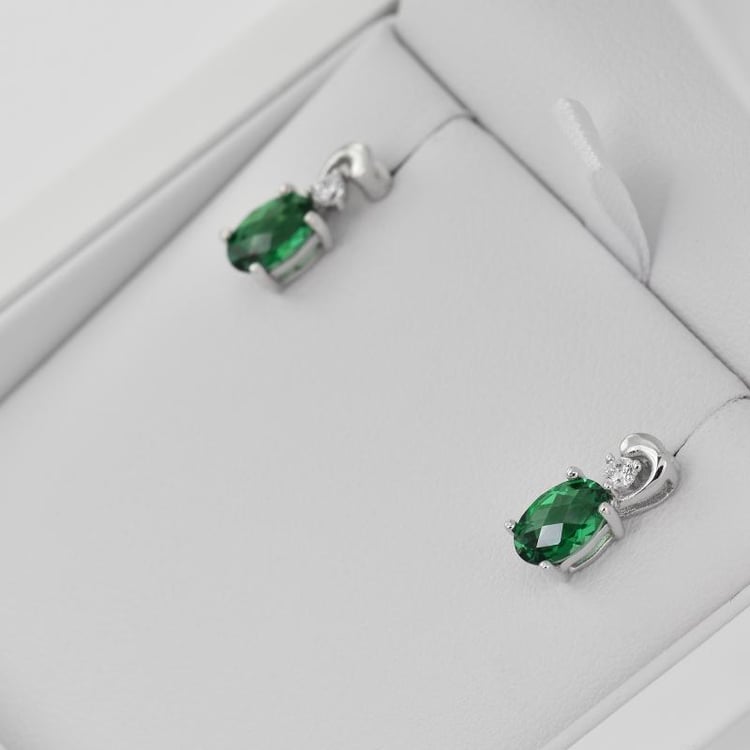 Smaragdové strieborné náušnice 4860