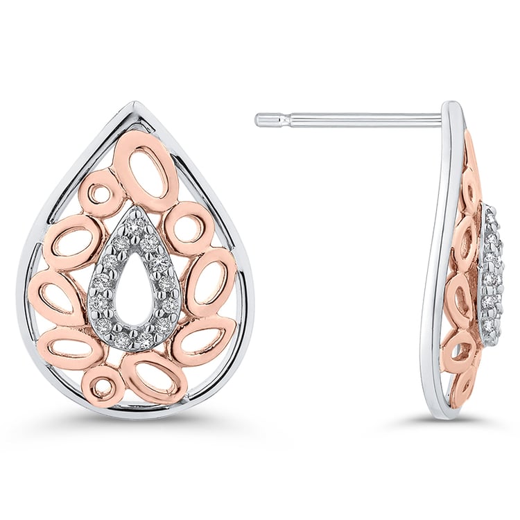 Diamantové náušnice z kombinovaného zlata 50084