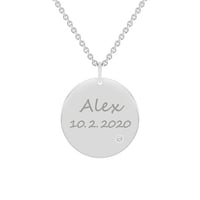 Platinový prívesok s diamantom a gravírom vašej voľby Lorenzo