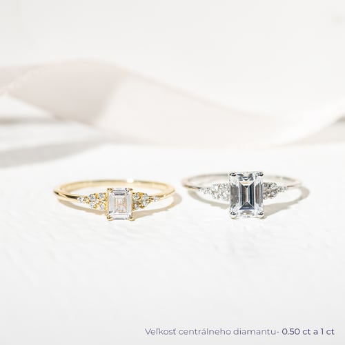 Zásnubný prsteň s emerald diamantom Sade