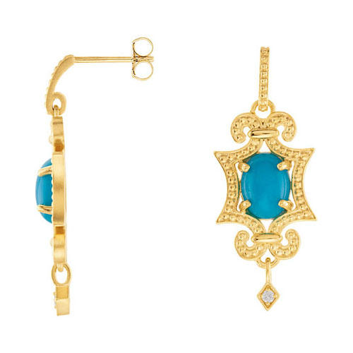 Zlaté tyrkysové visacie náušnice 5850