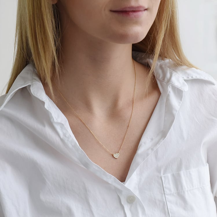 Zlatý náhrdelník v tvare srdca plný diamantov 91231