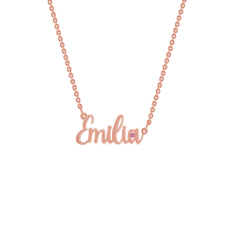 Zlatý náhrdelník se jménom a ružovým topásom 72639