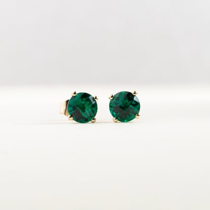 Zlaté napichovacie náušnice so smaragdmi Frey