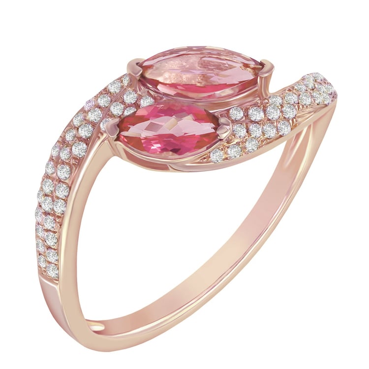 Zlatý prsteň s turmalínmi a diamantmi Sanna 17791