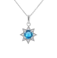 Strieborný prívesok s topásom a zirkónmi v tvare hviezdy Korey