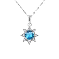 Strieborný prívesok s topásom a zirkónmi v tvare hviezdy Korey