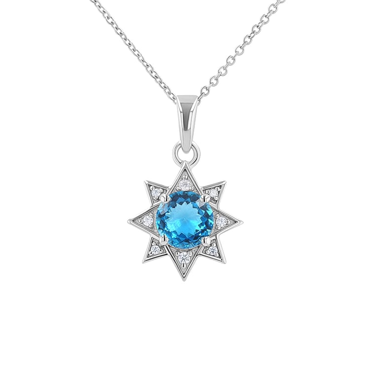 Strieborný prívesok s topásom a zirkónmi v tvare hviezdy Korey