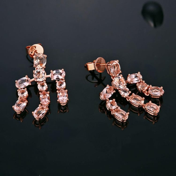 Zlaté náušnice plné morganitov 16946