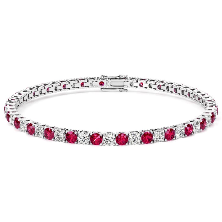 Tenisový náramok s lab-grown rubínmi a diamantmi Vekic