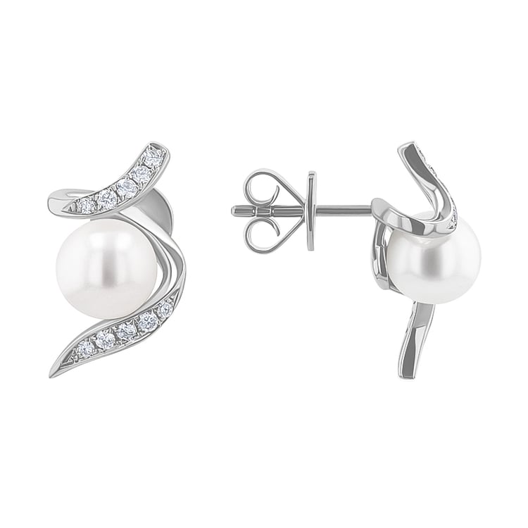 Perlové náušnice zo striebra so zirkónmi Carolita 137400