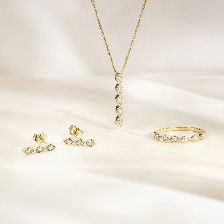 Zlaté náušnice s lab-grown diamantmi Monna 163454