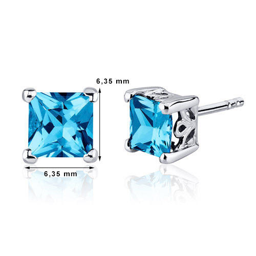 Štvorcové náušnice s topásmi strieborné 2235