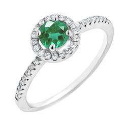 Halo prsteň so smaragdom a lab-grown diamantmi Kerau