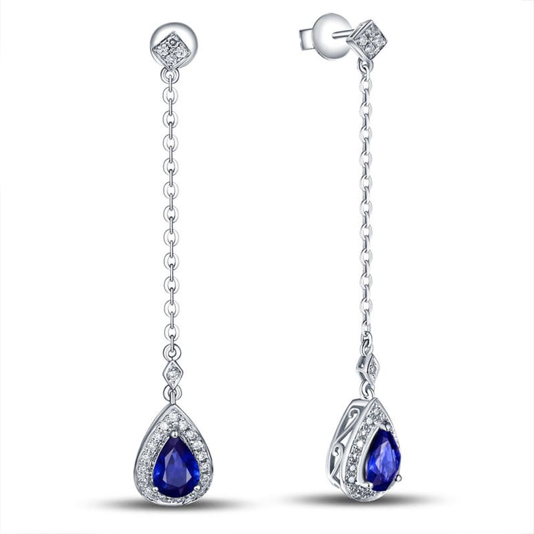 Zlaté náušnice so zafírmi 17009