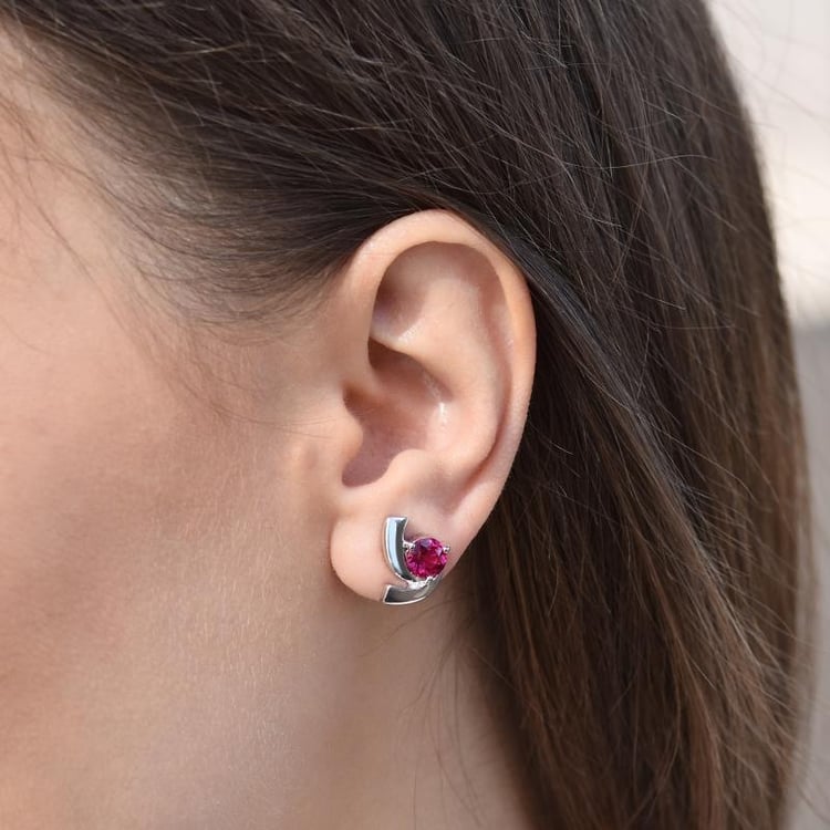 Strieborné náušnice s rubínmi 31486
