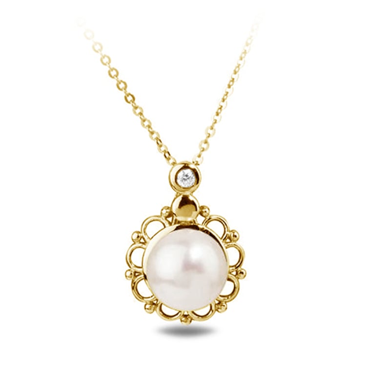 Zlatý prívesok kvetina s perlou