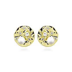 Strieborné perlové náušnice s bielym topásom Heidi