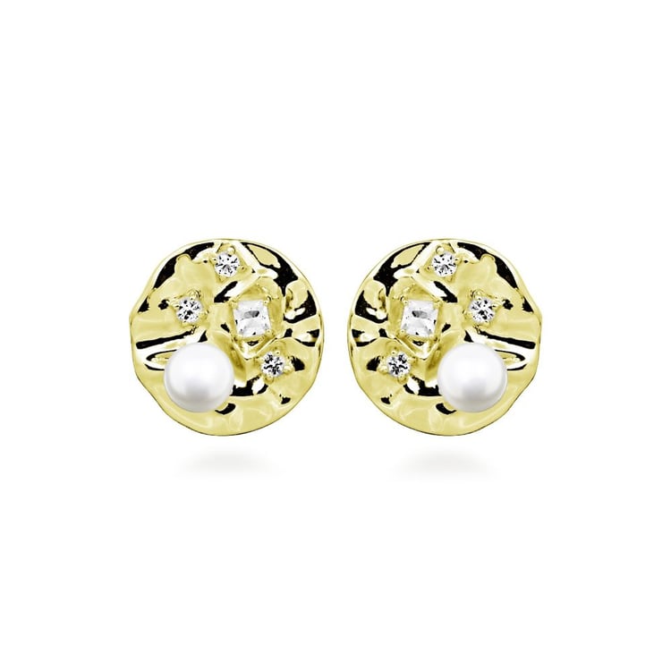 Strieborné perlové náušnice s bielym topásom