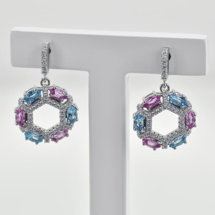 Elegantné náušnice s topásmi a zafírmi 43937