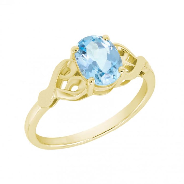 Zlatý akvamarínový prsteň Lionn