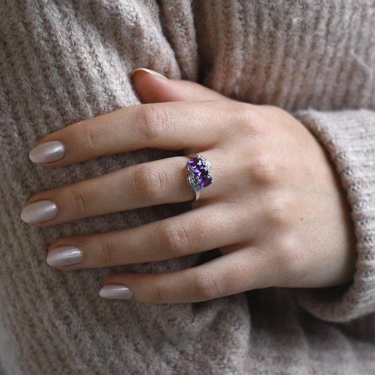 Diamantový prsteň s ametystmi 50337