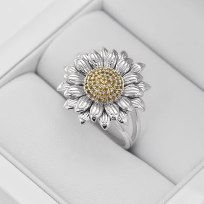 Prsteň v tvare rozkvitnutej slnečnice