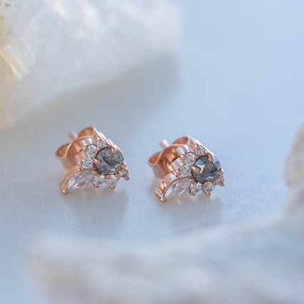 Náušnice so salt and pepper diamantmi a moissanitmi Aubin