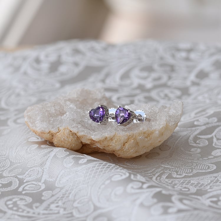 Srdiečkové ametystové náušnice 63807