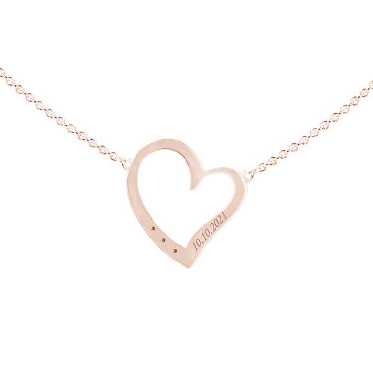 Náhrdelník v tvare srdca s diamantmi a gravírom Lois 102041