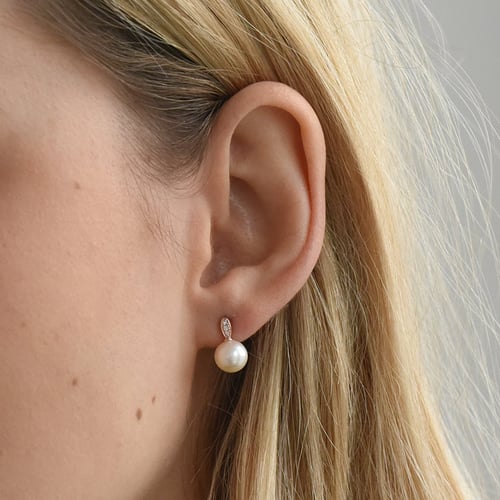Perlové náušnice s diamantmi zo striebra Namala
