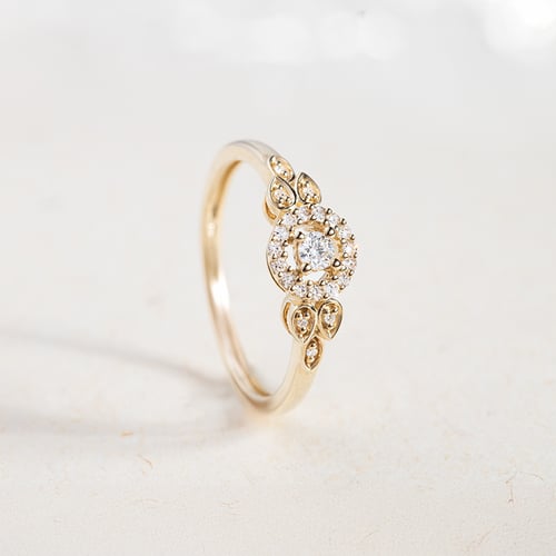 Zlatý halo prsteň s lab-grown diamantmi Delphine