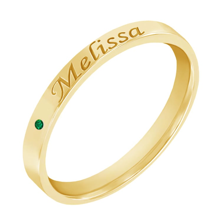 Zlatý prsteň so smaragdom a gravírom 65569