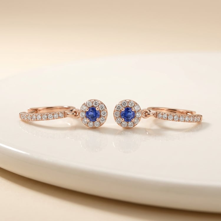 Očarujúce strieborné náušnice s modrými zafírmi a lab-grown diamantmi Donna 171090