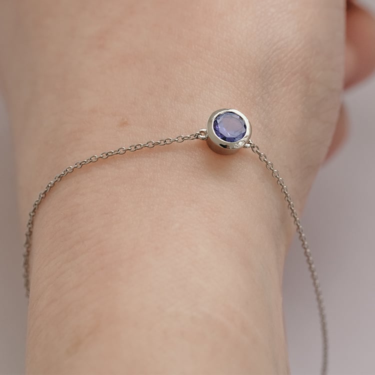 Zlatý náramok s modrým tanzanitom Rollie 120519