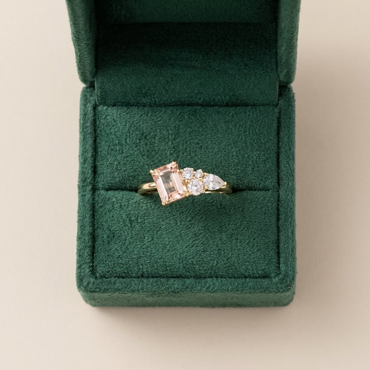 Cluster rozvodový prsteň s morganitmi, diamantom a zafírom Frank 166094