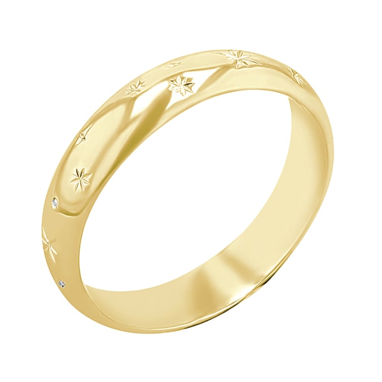 Svadobné obrúčky s ručnou rytinou hviezd a diamantmi Devin 116482